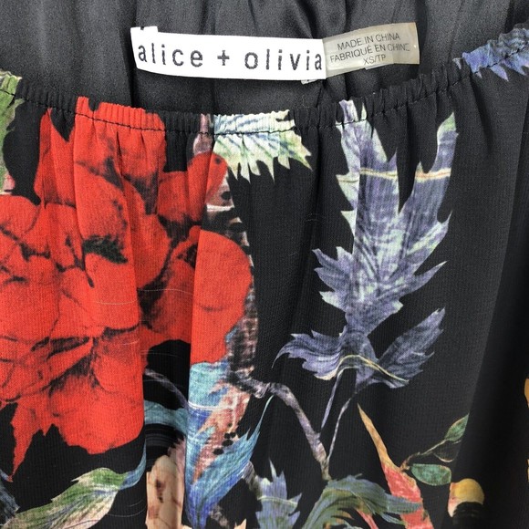 alice + olivia Alta Dark Floral Print Top Size XS - Picture 4 of 7